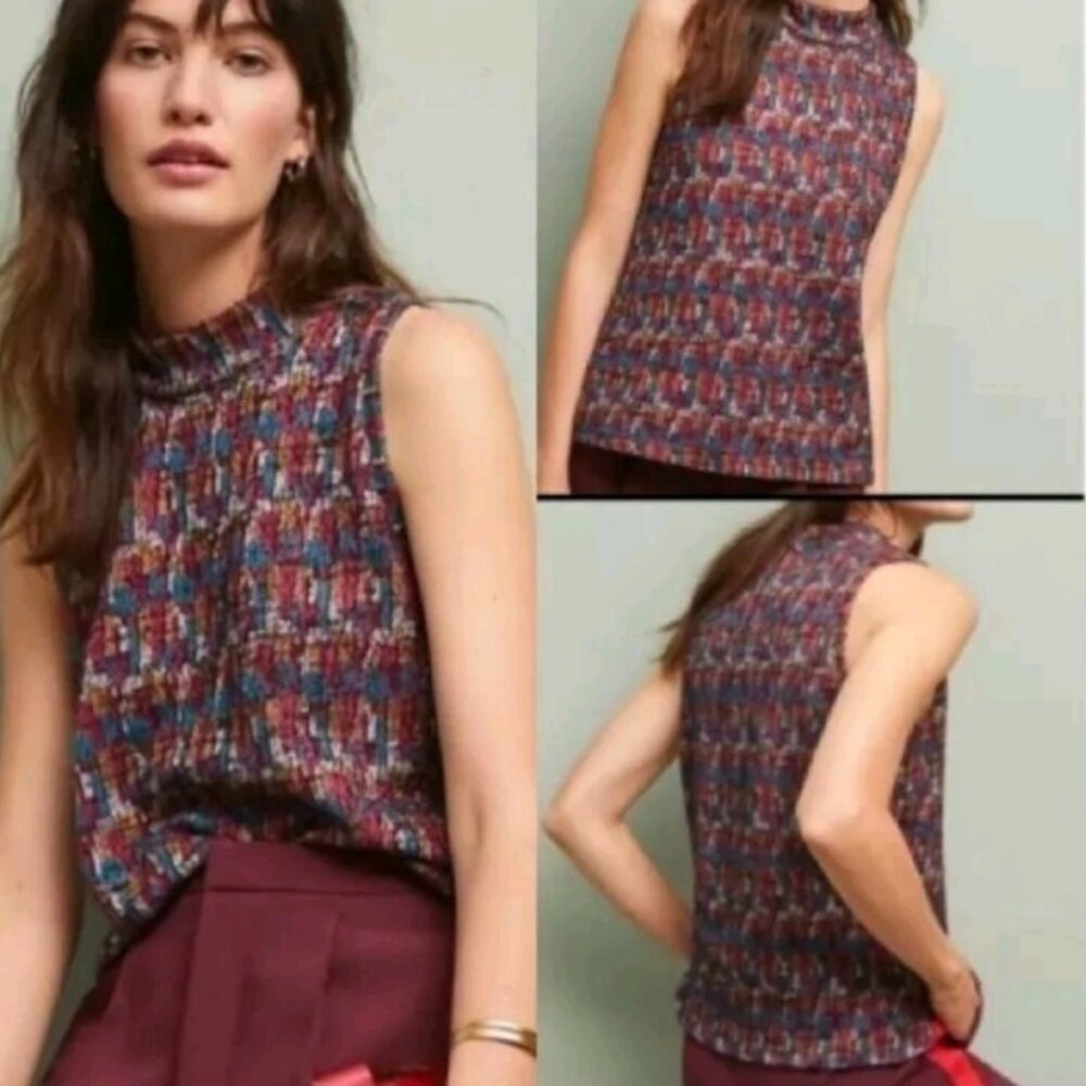 Anthropologie Akemi + Kin Petra Mock Neck Sleeveless Top sz S EUC